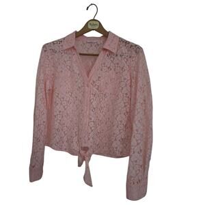Candy's Lacey Tied Waist Pink Shirt Tag cut‎ Pit to Pit 20" SZ M?